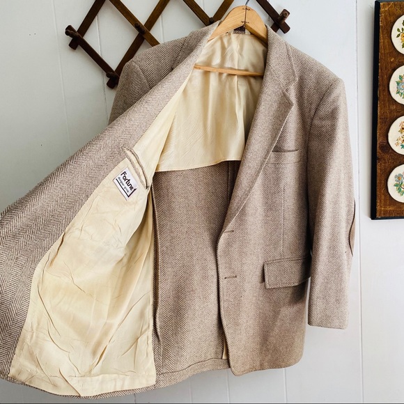 Vintage Wool Herringbone Elbow Padded Blazer - Picture 3 of 8
